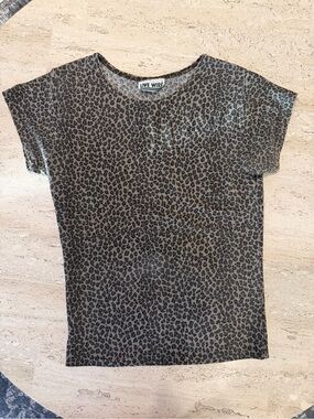 Live Wire Leopard Print Mesh Sheer Y2K Baby Tee Top